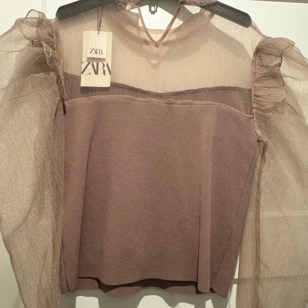 Cream Puff Sleeve Asymmetrical Blouse